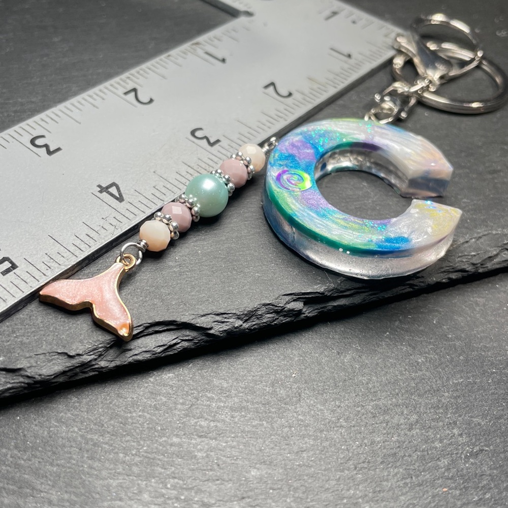 Letter C Mermaid Keychain with Tail Charm Ocean Inspired Artisan - Picture 15 of 16